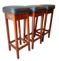 Art Deco L Shaped Stand Behind Macassar Bar and 3 Bar Stools