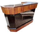 Art Deco L Shaped Stand Behind Macassar Bar and 3 Bar Stools