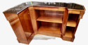 Art Deco L Shaped Stand Behind Macassar Bar and 3 Bar Stools