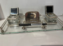 Art Deco Desk Set with Ink Wells & Calendar 