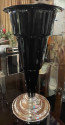 Art Deco Large Black Glass Vase with Chrome Base