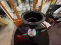 Art Deco Large Black Glass Vase with Chrome Base