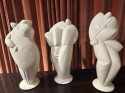 3 Cubist Art Deco Style Musicians Large Ceramic Sculptures