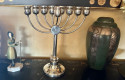 Sterling Silver Art Deco Menorah Modernist Judaica. This sterling silver menorah in Art Deco Style