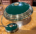 Modernist Art Deco Enamel Green and Brass Table Lamp