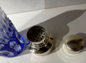 Cocktail Shaker Martini Etched Carved Blue Glass Shaker