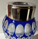 Cocktail Shaker Martini Etched Carved Blue Glass Shaker