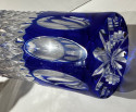 Cocktail Shaker Martini Etched Carved Blue Glass Shaker