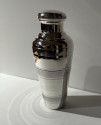 Art Deco Silver Plated Cocktail Shaker with Textured Stripes