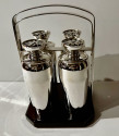 Napier 4 Cocktail Shakers Silver-Plated Four Piece Wood Caddy