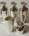 Napier 4 Cocktail Shakers Silver-Plated Four Piece Wood Caddy