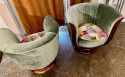 Custom French Style Art Deco Swivel Chairs Mohair