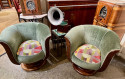 Custom French Style Art Deco Swivel Chairs Mohair