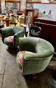 Custom French Style Art Deco Swivel Chairs Mohair