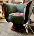 Custom French Style Art Deco Swivel Chairs Mohair