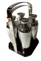 Napier 4 Cocktail Shakers Silver-Plated Four Piece Wood Caddy