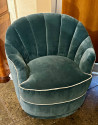 Art Deco Style Channel Back Upholstered Velvet Chairs on Castors
