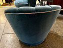 Art Deco Style Channel Back Upholstered Velvet Chairs on Castors