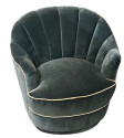 Art Deco Style Channel Back Upholstered Velvet Chairs on Castors