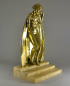 Raymonde Guerbe Rare Art Deco Bronze Sculpture Lady With Cape Guillemard Edition