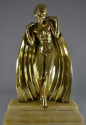 Raymonde Guerbe Rare Art Deco Bronze Sculpture Lady With Cape Guillemard Edition