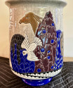 Longwy Primavera Art Deco Cloisonné Vase Alpaca and Bird