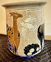 Longwy Primavera Art Deco Cloisonné Vase Alpaca and Bird