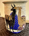 Longwy Primavera Art Deco Cloisonné Vase Alpaca and Bird