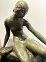 Ary Bitter Bronze Sculpture of Diana with 2 Greyhounds in Nature