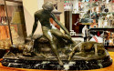 Ary Bitter Bronze Sculpture of Diana with 2 Greyhounds in Nature