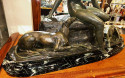 Ary Bitter Bronze Sculpture of Diana with 2 Greyhounds in Nature
