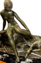 Ary Bitter Bronze Sculpture of Diana with 2 Greyhounds in Nature