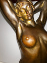Art Deco Bronze Female Statue Egyptian Inspired Headdress and Waist Treatment