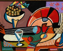 Jozef Popczyk Cubist Art Deco Painting Still Life