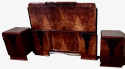 Art Deco Bedroom Suite Queen Size Figured Walnut Restored