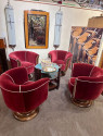 Custom French Style Art Deco Swivel Chairs Mohair