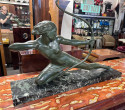 French Art Deco Diana the Huntress Bronze by S. Melanie 1930s