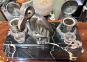 Art Deco Desk Set Ink Wells & Penguin Statue French