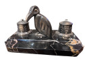 Art Deco Desk Set Ink Wells & Penguin Statue French