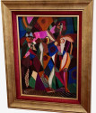 Jozef Popczyk Cubist Art Deco Painting Music Duo
